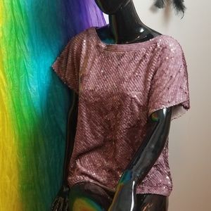 Alice +Olivia Plum Sequin Blouse Small